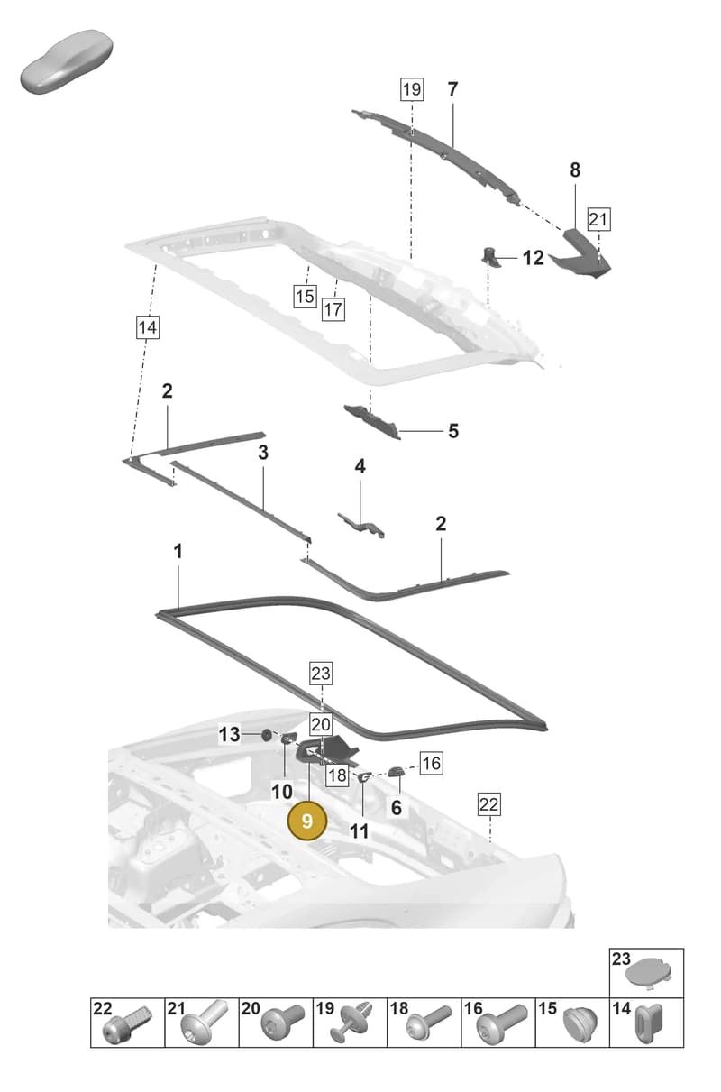 971827597C — Porsche Panamera (2020-2023) diagram p58803110, position 9