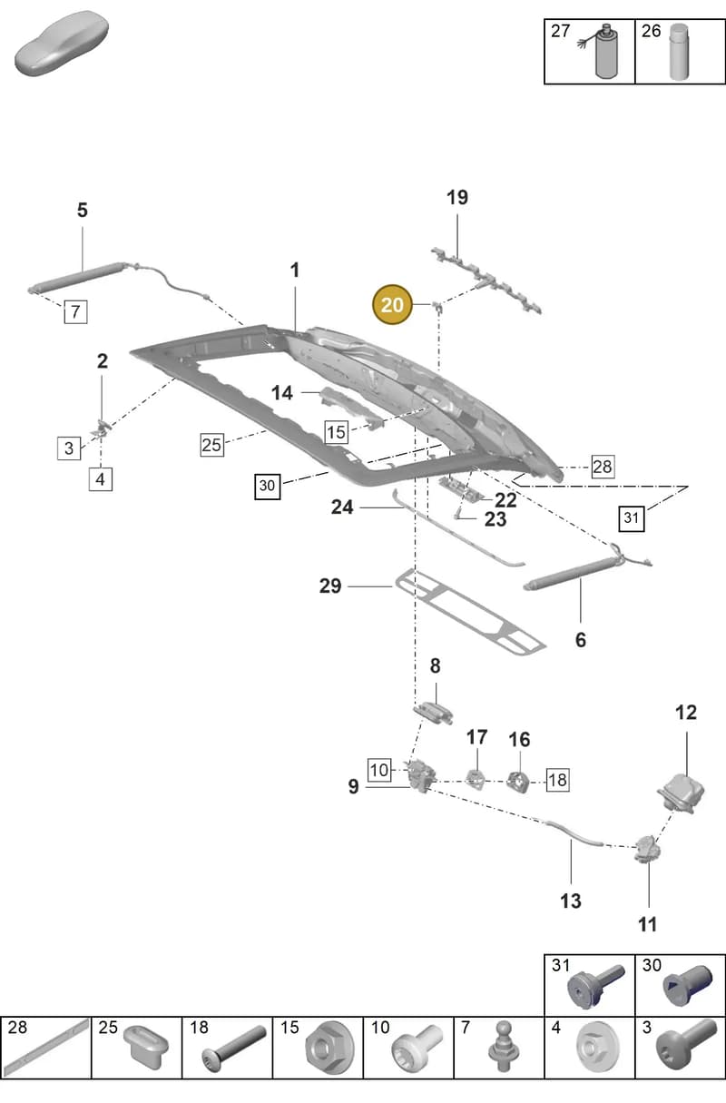 971827649B — Porsche Panamera (2020-2023) diagram p58803100, position 20
