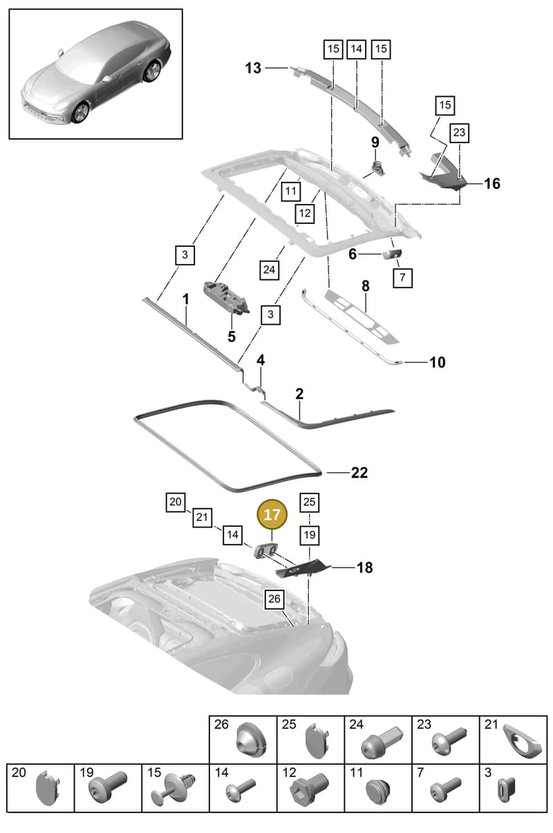 971827679B — Porsche Panamera (2016-2020) diagram p49803010, position 17