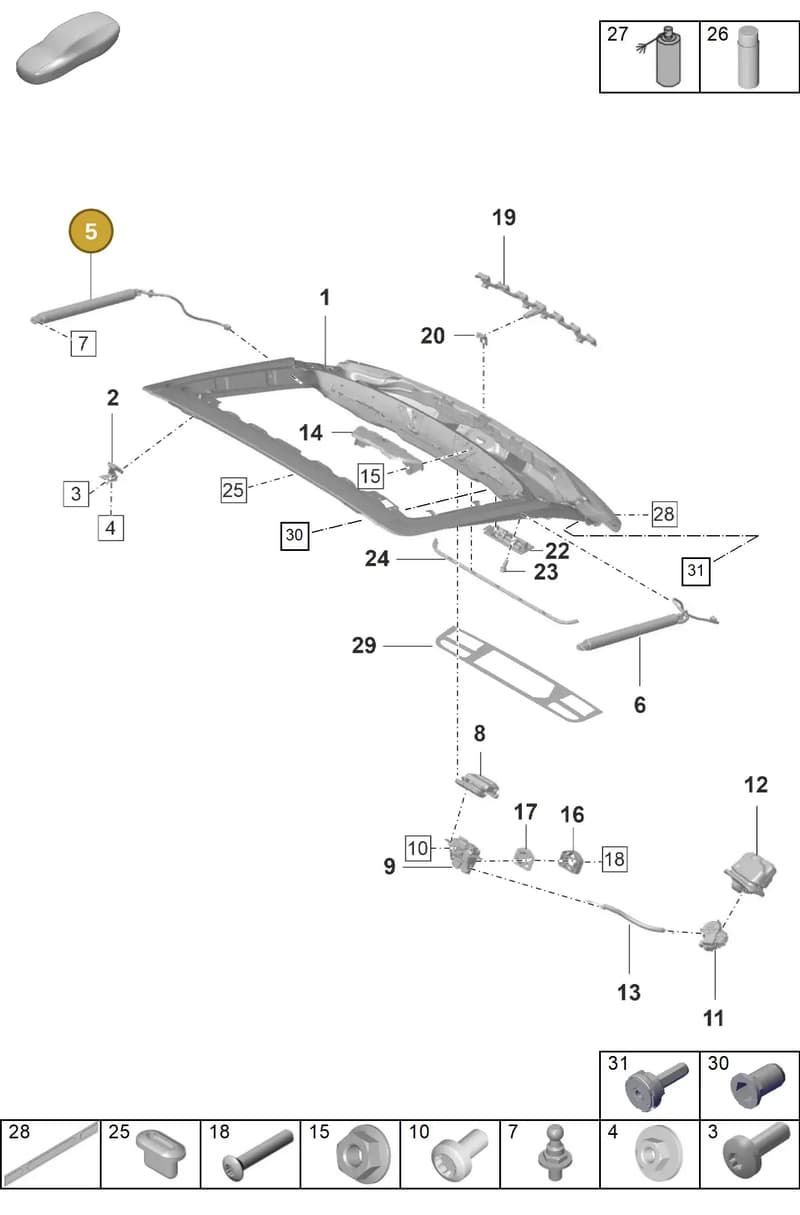 971827851F — Porsche Panamera (2020-2023) diagram p58803100, position 5