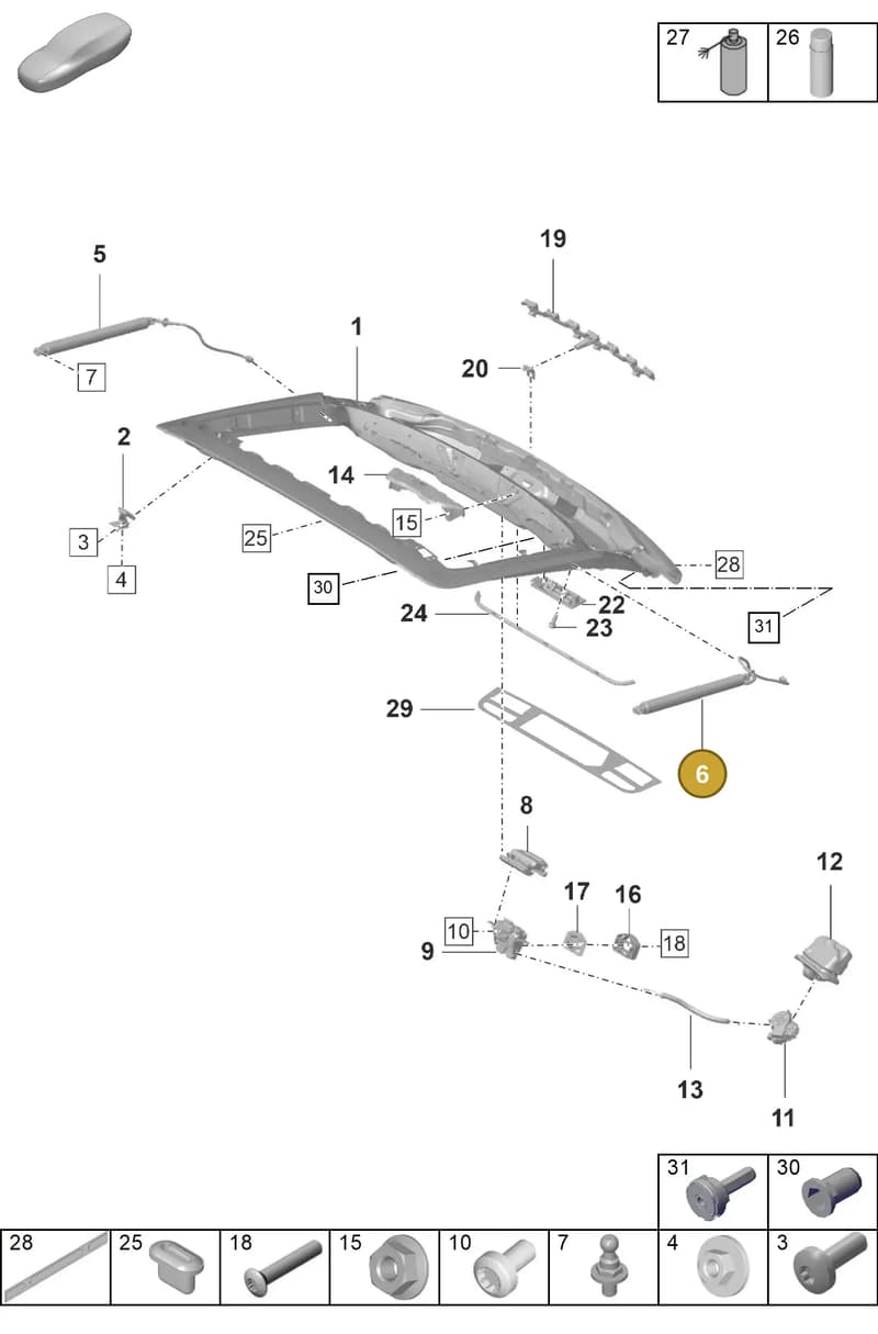 971827851G — Porsche Panamera (2020-2023) diagram p58803100, position 6