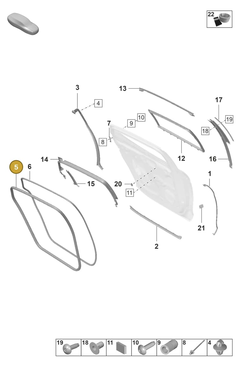 971833722DY — Porsche Panamera (2020-2023) diagram p58804260, position 5
