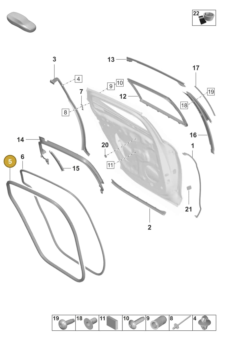 971833722Y — Porsche Panamera (2020-2023) diagram p58804250, position 5