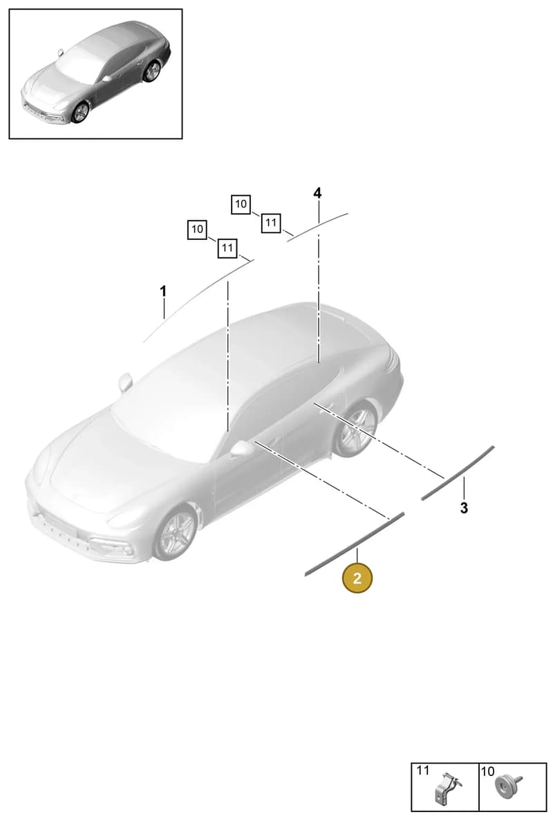 971837476A03C — Porsche Panamera (2016-2020) diagram p49810010, position 2