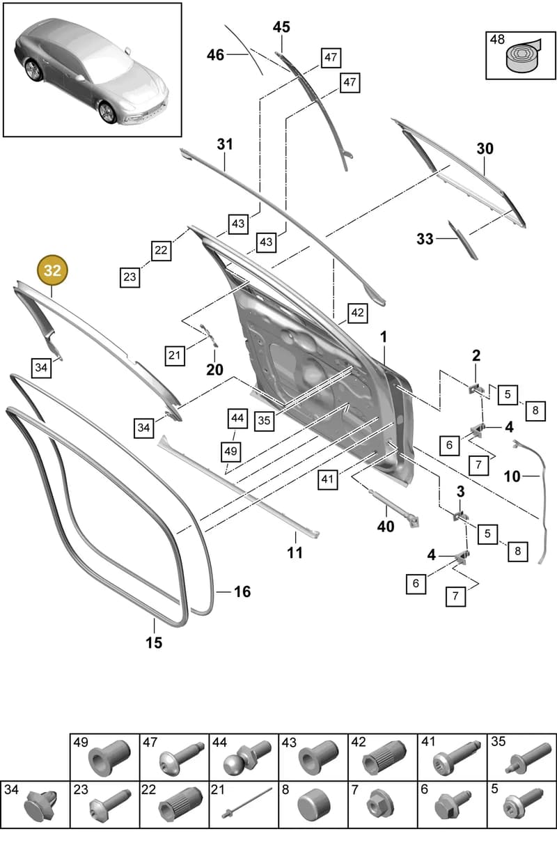 971837865A — Porsche Panamera (2016-2020) diagram p49804000, position 32