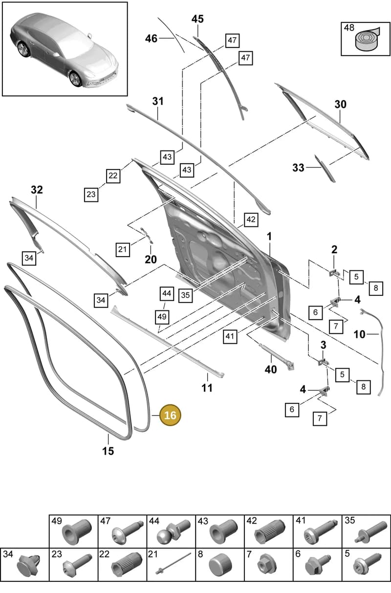 971839085A — Porsche Panamera (2016-2020) diagram p49804000, position 16