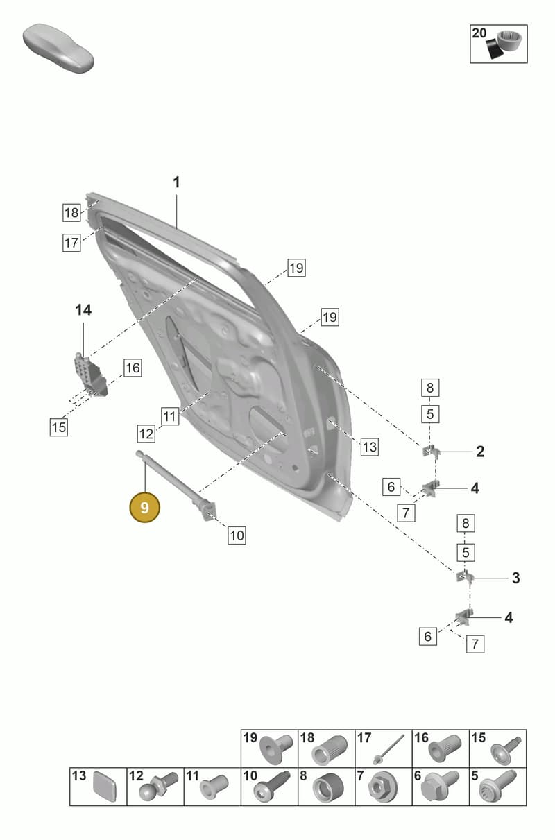 971839180A — Porsche Panamera (2020-2023) diagram p58804200, position 9
