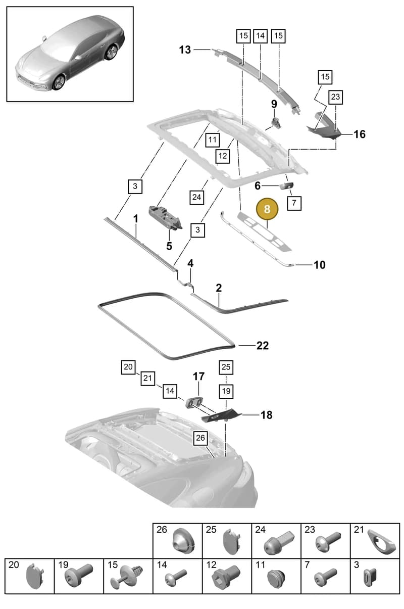 971853041AOK1 — Porsche Panamera (2016-2020) diagram p49803010, position 8