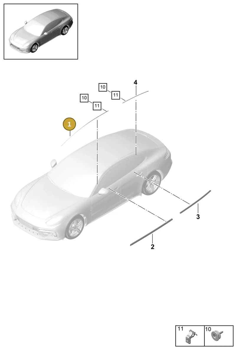 971853102D03C — Porsche Panamera (2016-2020) diagram p49810010, position 1