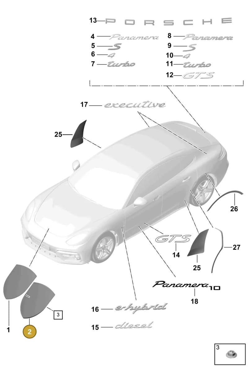 971853457GS1 — Porsche Panamera (2016-2020) diagram p49810000, position 2