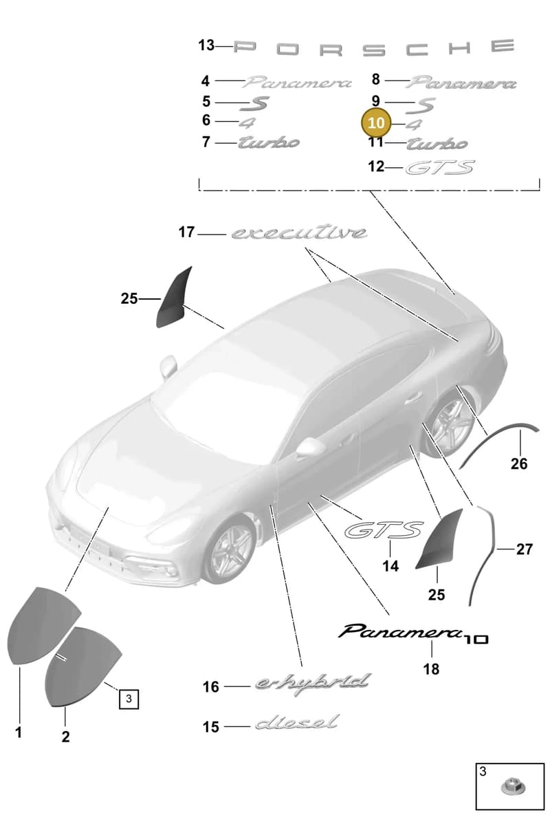 971853675F — Porsche Panamera (2016-2020) diagram p49810000, position 10