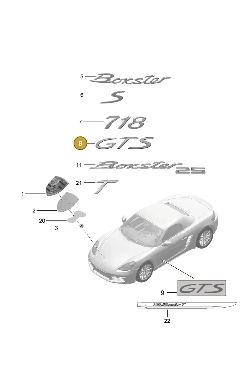 971853675J — Porsche Boxster (2016-2019) diagram p48810000, position 8