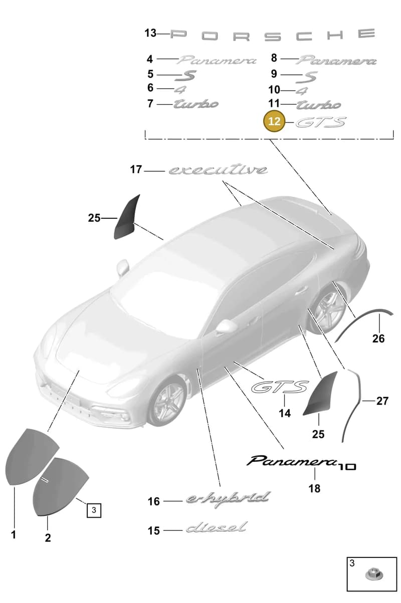 971853675J — Porsche Panamera (2016-2020) diagram p49810000, position 12