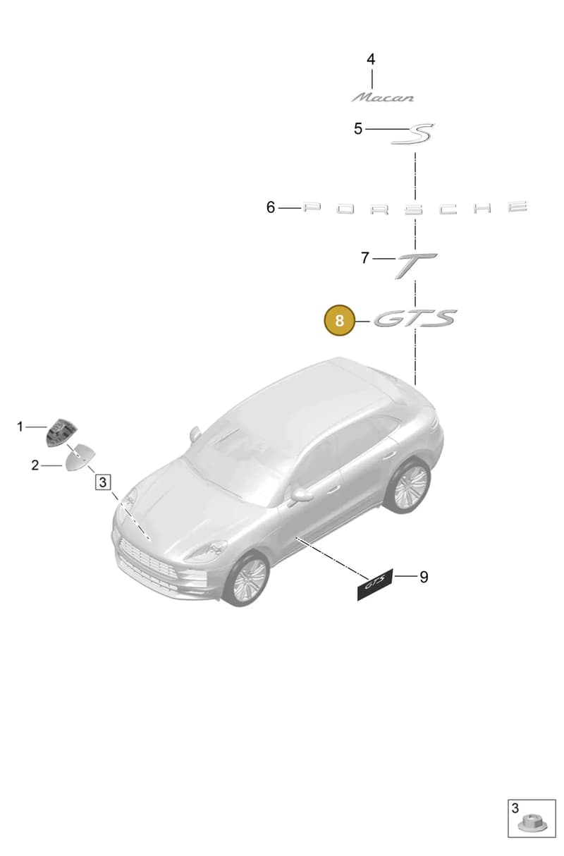 971853675J — Porsche Macan (2018-2022) diagram p52810050, position 8
