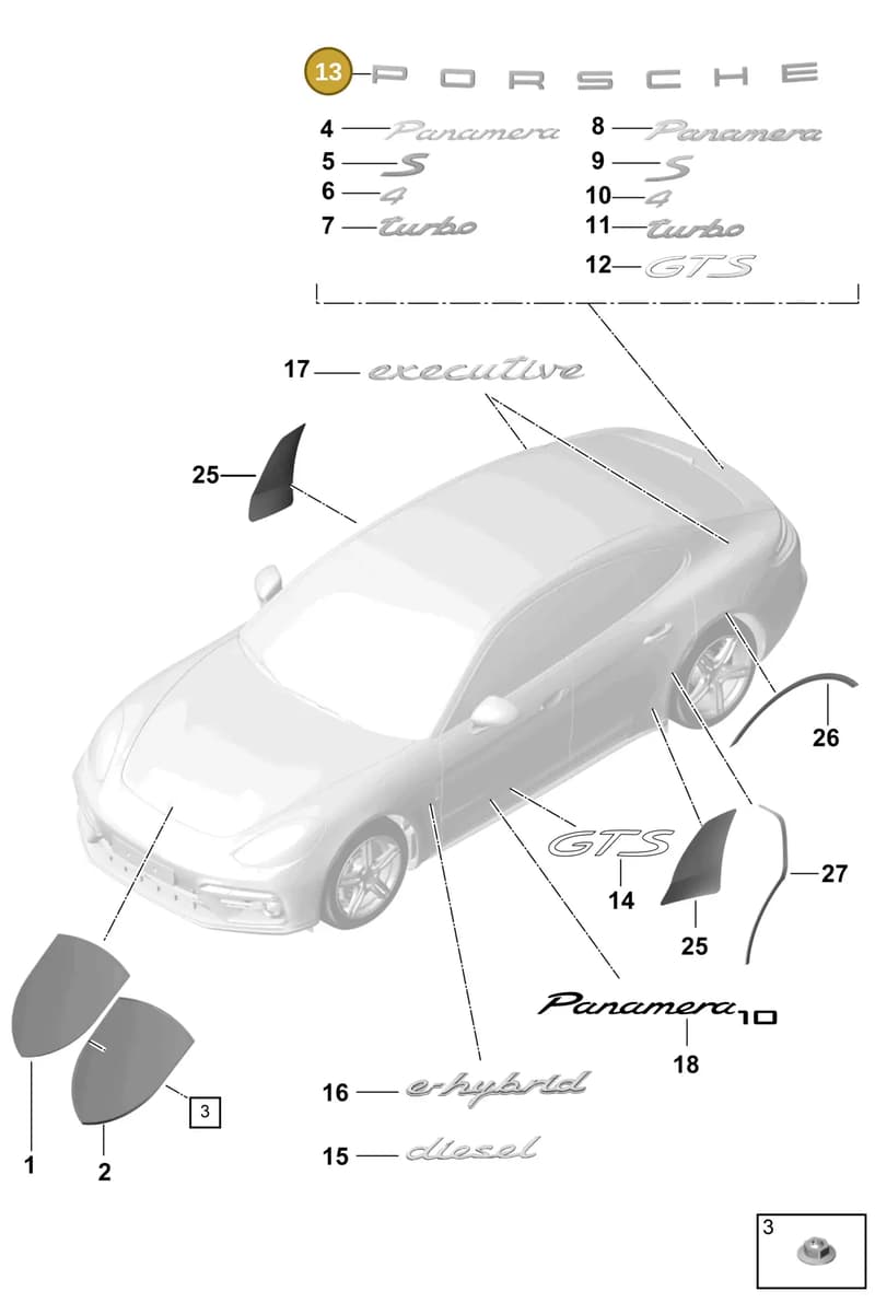 971853687A — Porsche Panamera (2016-2020) diagram p49810000, position 13