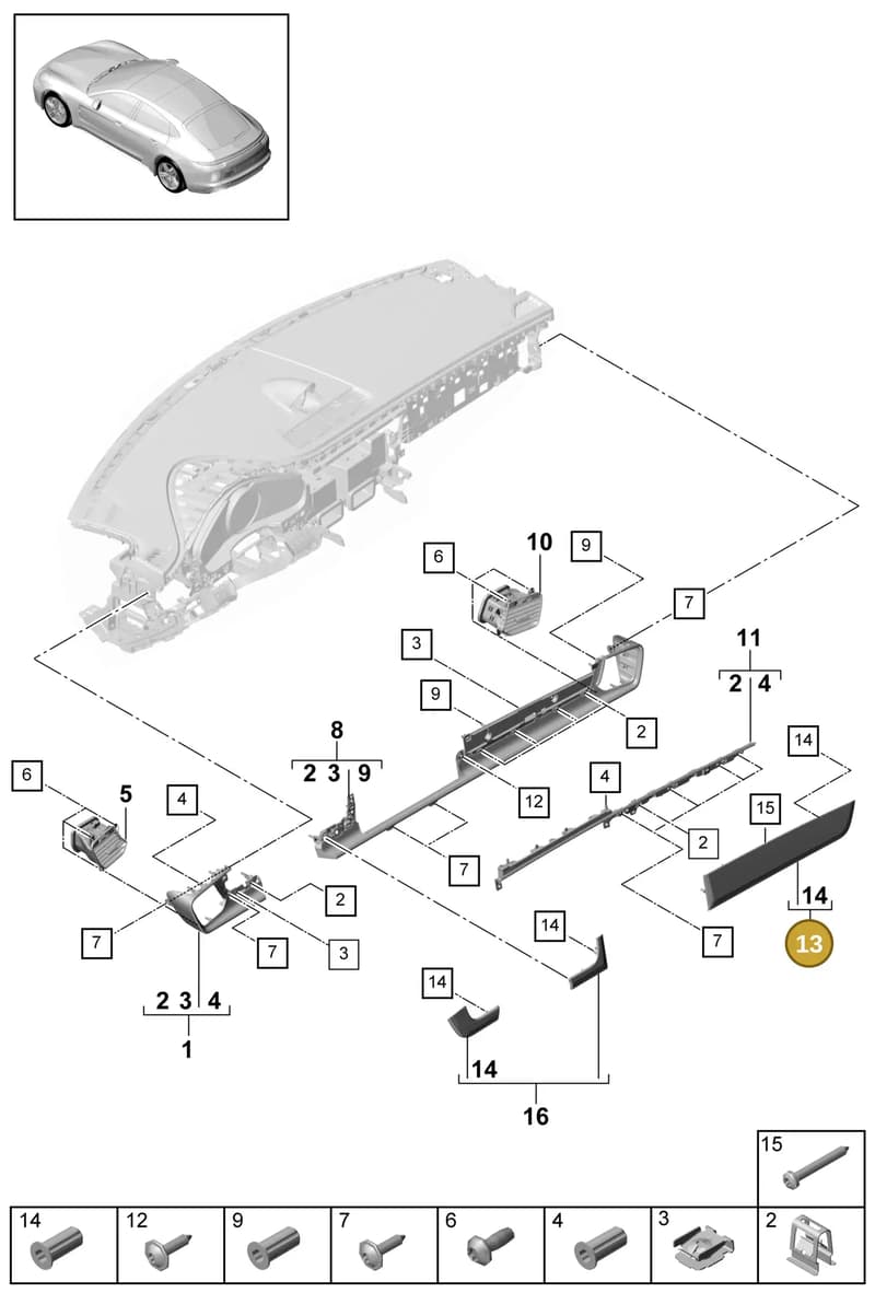 971854377BBX3 — Porsche Panamera (2016-2020) diagram p49809010, position 13