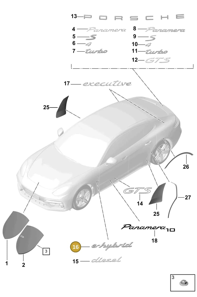 971854500A — Porsche Panamera (2016-2020) diagram p49810000, position 16