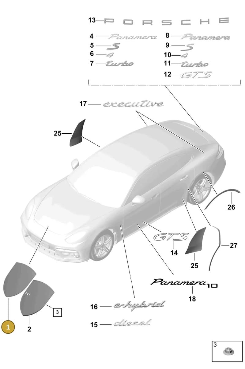 971854884BG2X — Porsche Panamera (2016-2020) diagram p49810000, position 1