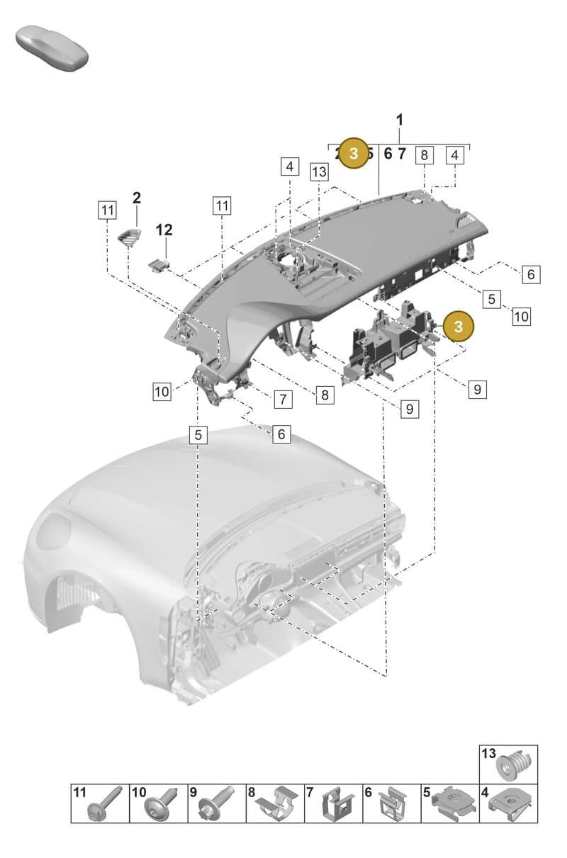971857289A — Porsche Panamera (2020-2023) diagram p58809000, position 3