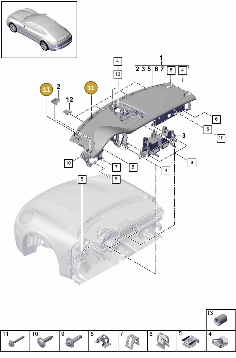 971857346 — Porsche Panamera (2016-2020) diagram p49809000, position 11