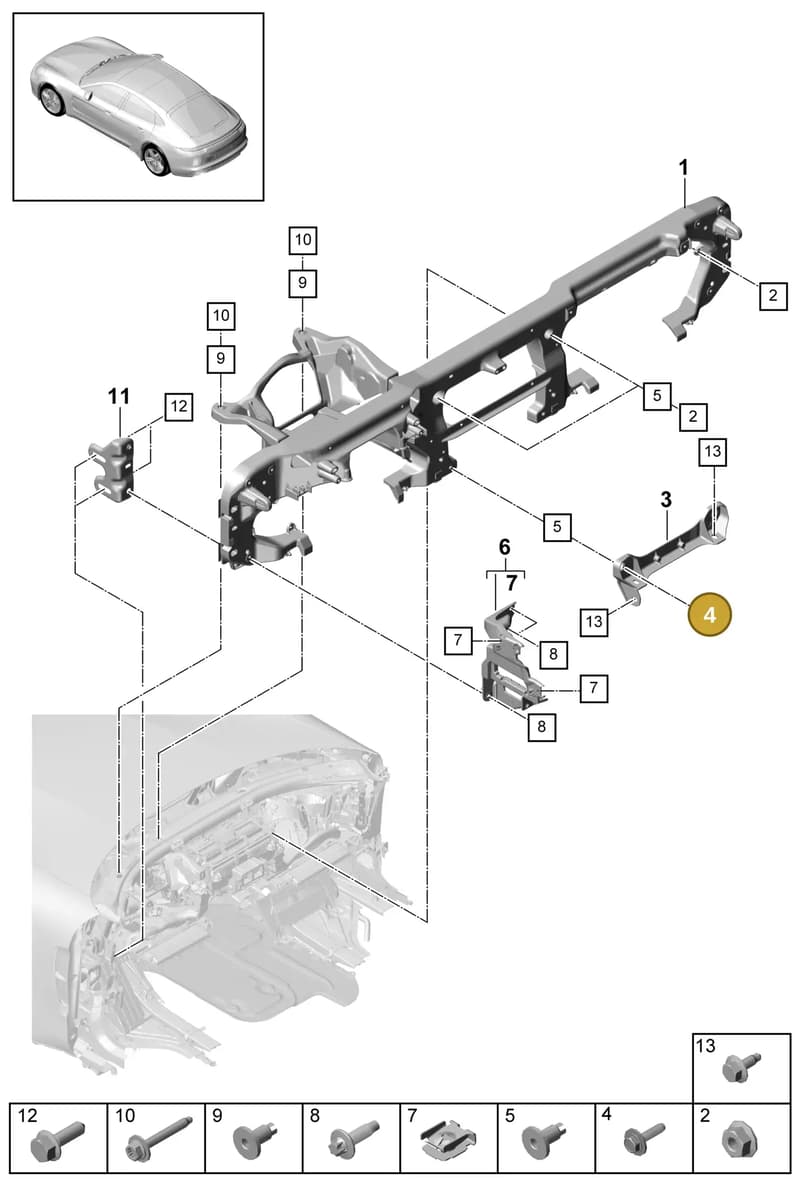 971858022A — Porsche Panamera (2016-2020) diagram p49809020, position 4