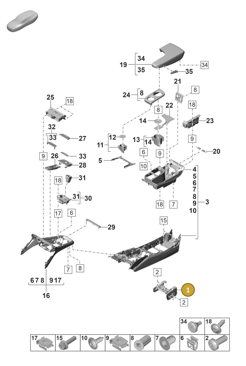 971858522B — Porsche Panamera (2020-2023) diagram p58809250, position 1
