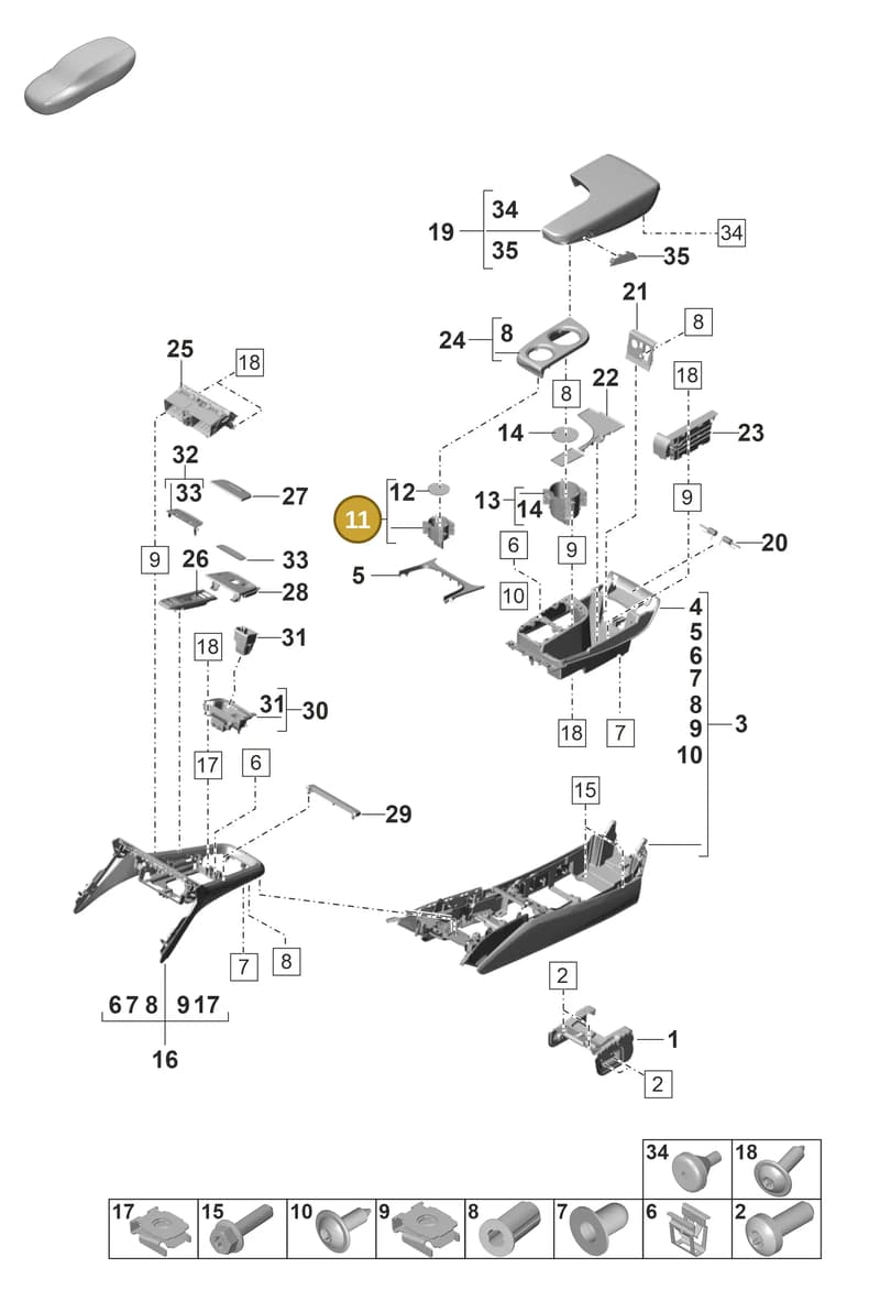 971858569F1E0 — Porsche Panamera (2020-2023) diagram p58809250, position 11