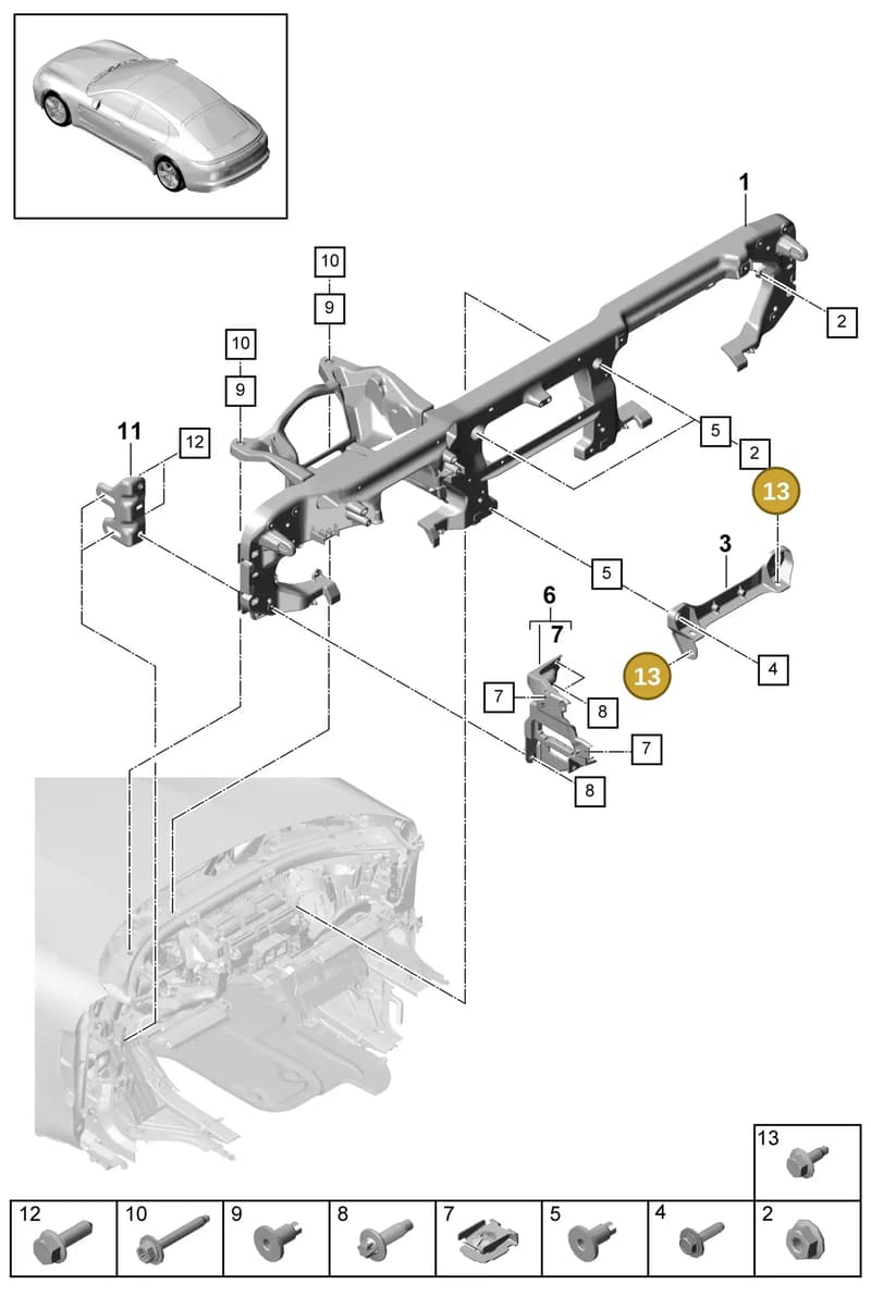971858570E1E0 — Porsche Panamera (2016-2020) diagram p49809020, position 13