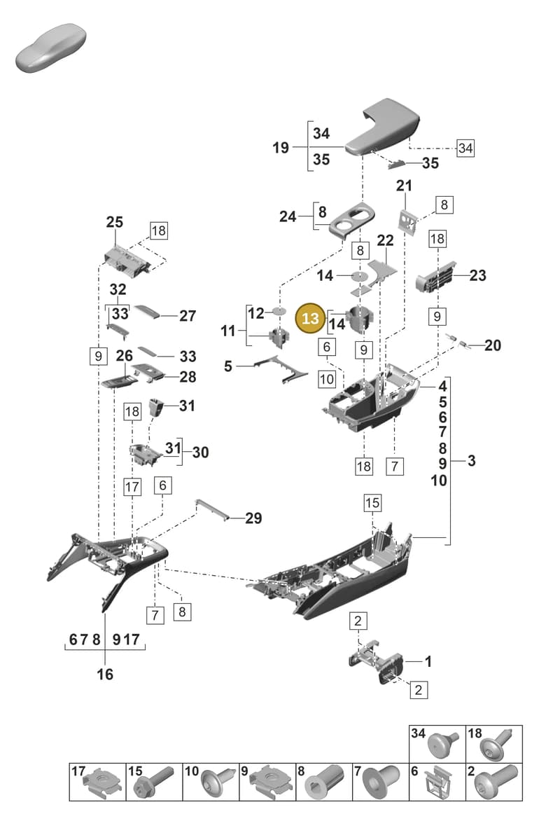 971858570F1E0 — Porsche Panamera (2020-2023) diagram p58809250, position 13