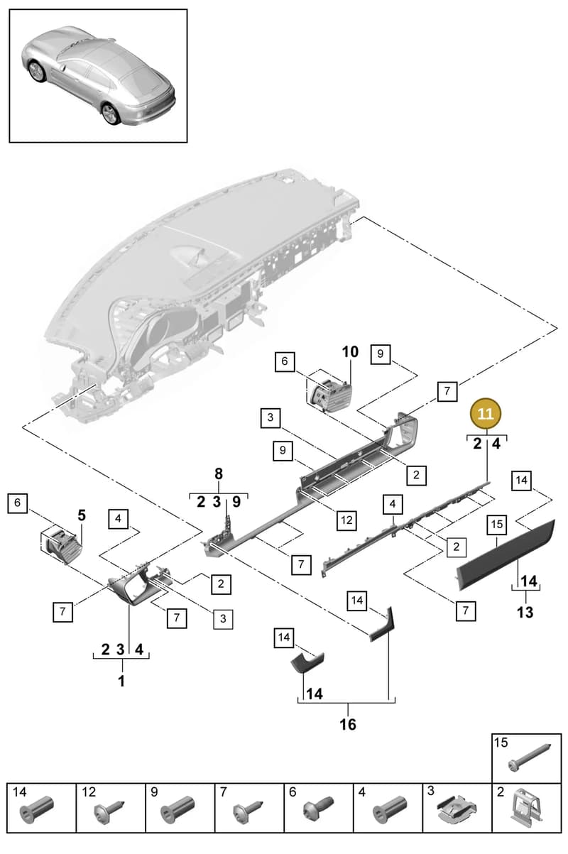 971858860BV08 — Porsche Panamera 4 Hybrid (2016-2020) diagram p49809010, position 11