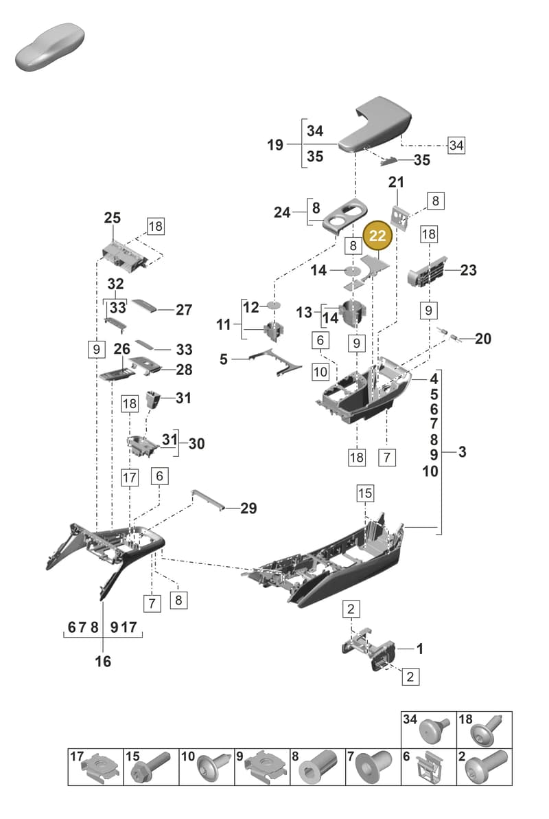 971863135B — Porsche Panamera (2020-2023) diagram p58809250, position 22