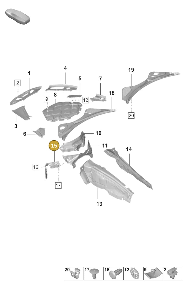 971863336A — Porsche Panamera (2020-2023) diagram p58807000, position 15