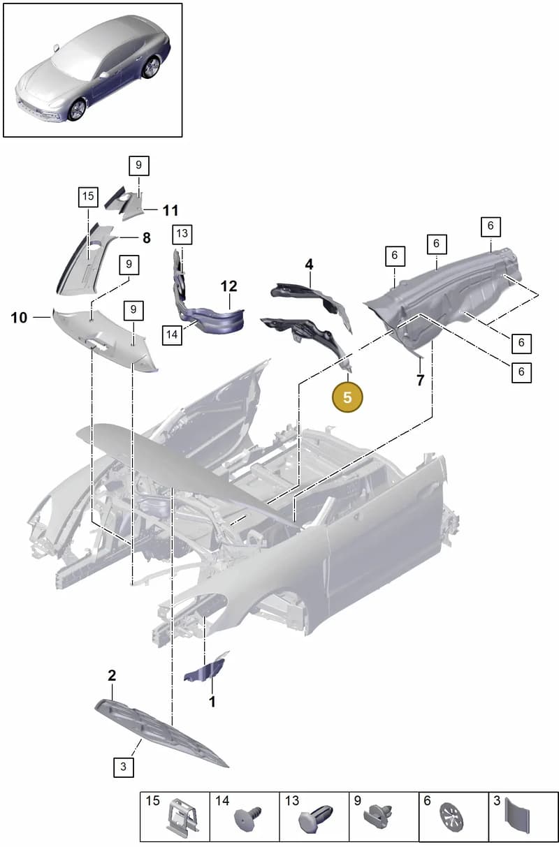 971863861A — Porsche Panamera (2016-2020) diagram p49807070, position 5