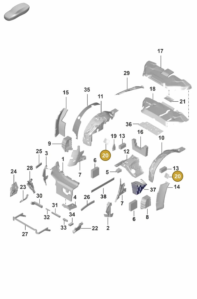 971863900 — Porsche 911 (2020-2022) diagram p53807810, position 20