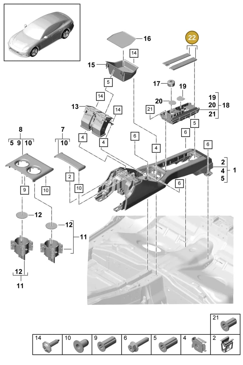 971864366GYM5J — Porsche Panamera (2016-2020) diagram p49809030, position 22