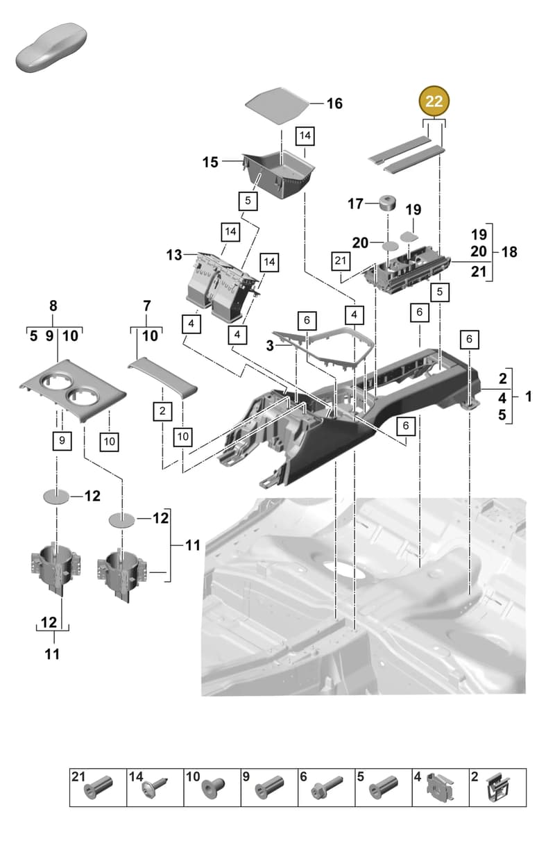 971864366GYM9A — Porsche Panamera (2020-2023) diagram p58809300, position 22