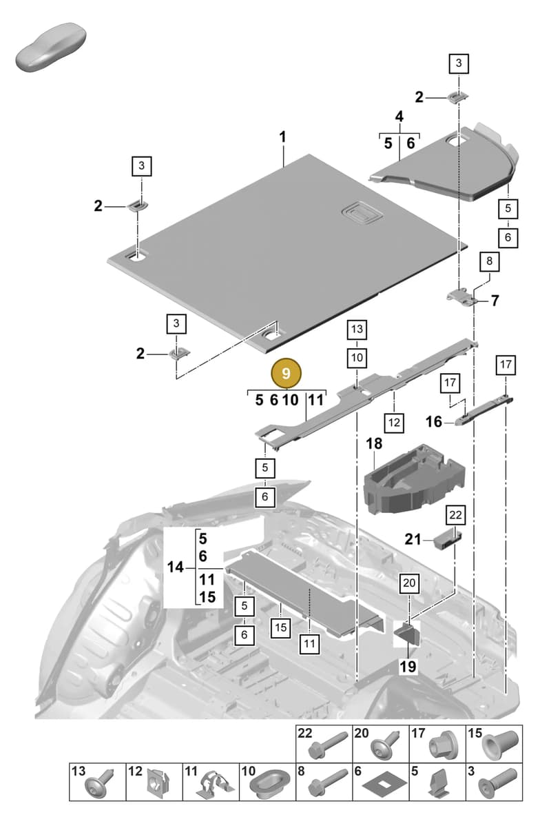 971864595A1E0 — Porsche Panamera (2020-2023) diagram p58807550, position 9