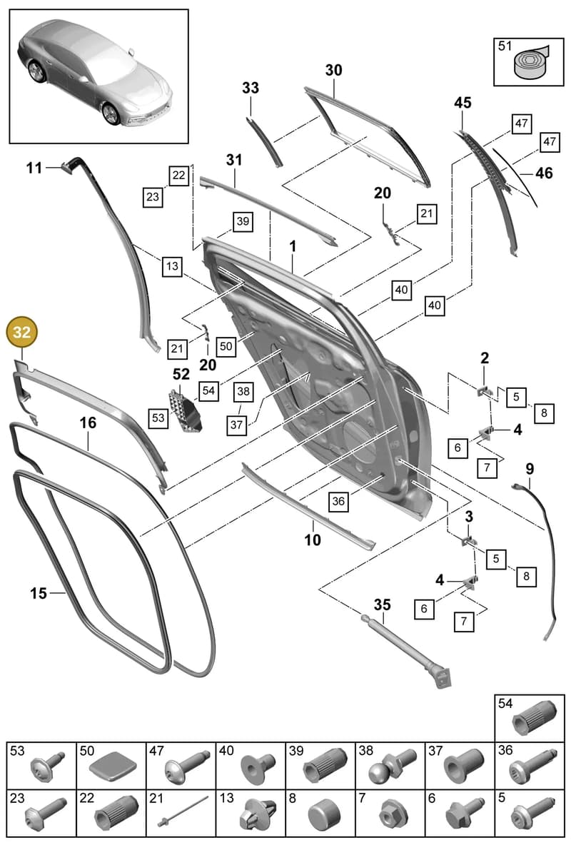 971867455A1E0 — Porsche Panamera (2016-2020) diagram p49804010, position 32