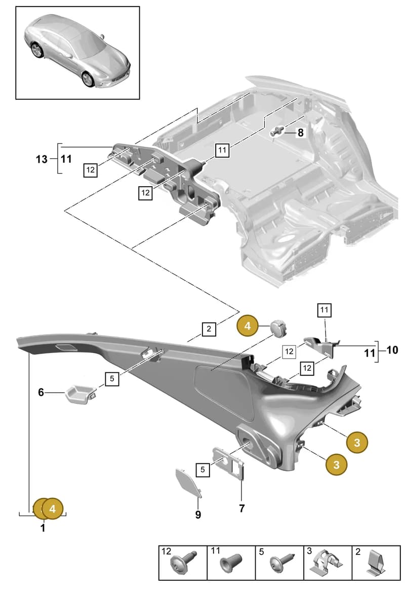 971867597 — Porsche Panamera (2016-2020) diagram p49807040, position 3+4