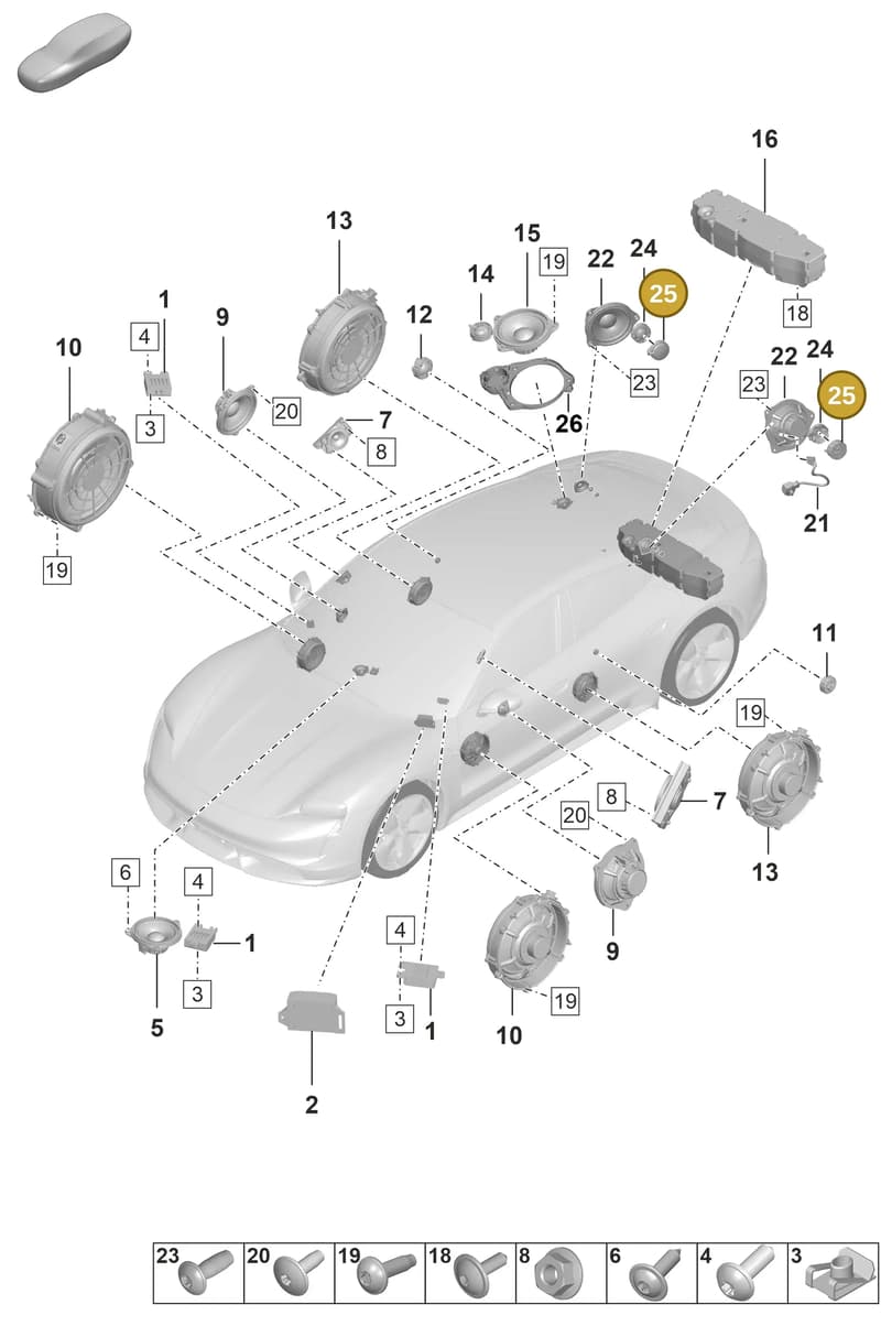 971867597 — Porsche Taycan Sport Turismo (2019-2024) diagram p56911050, position 25