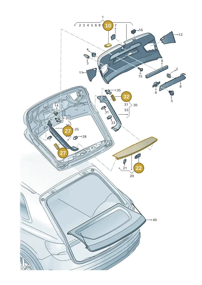 971867816A — Audi RS Q3 Sportback (2019-2024) diagram 597867090, position 10+22+27+32