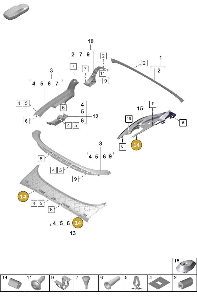 971867816A — Porsche 911 (2024-2025) diagram p53807450, position 14