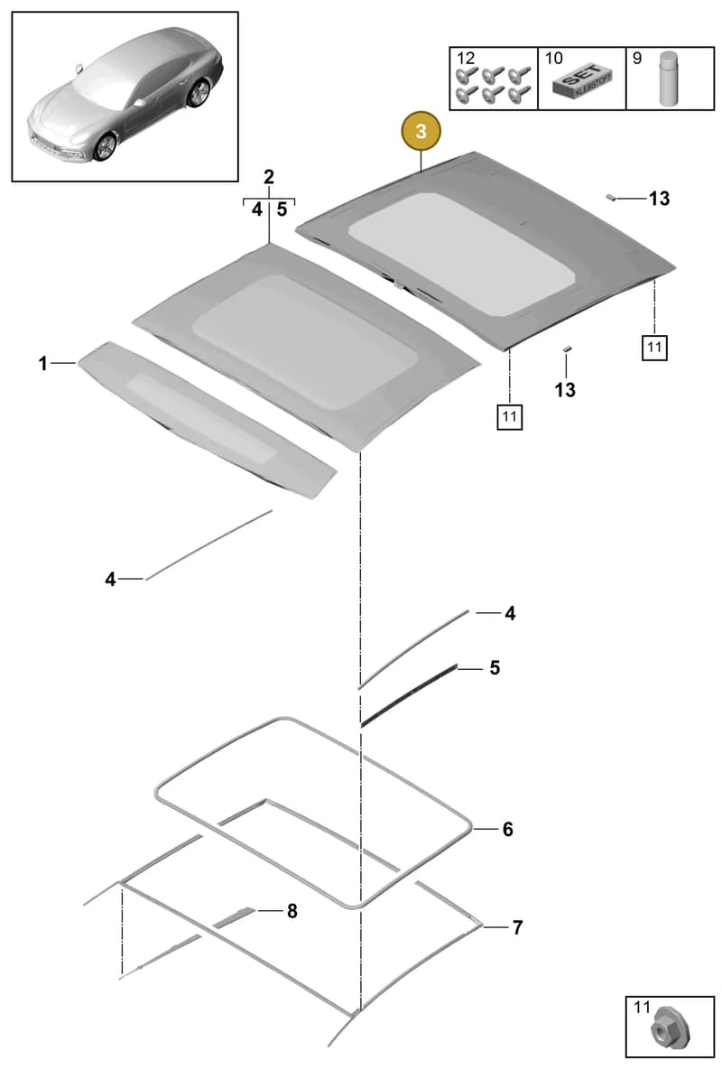 971877058E — Porsche Panamera (2016-2020) diagram p49811000, position 3