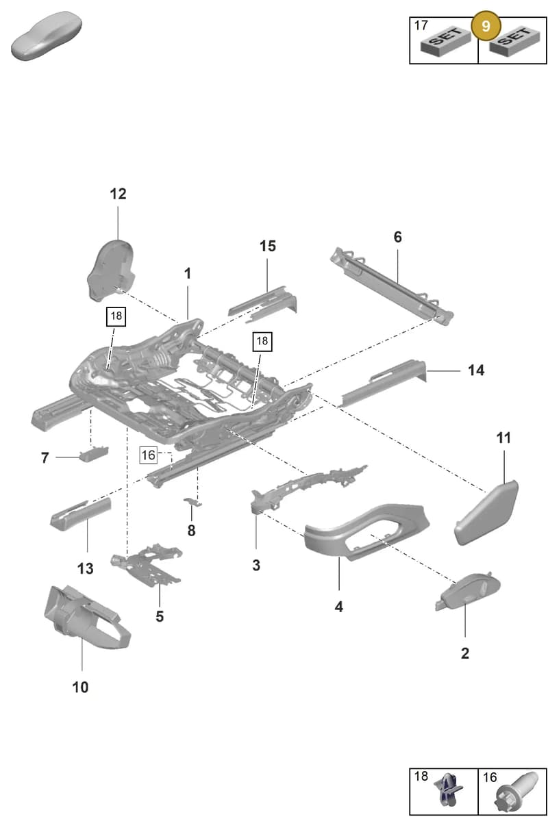 971881145A — Porsche Panamera (2020-2023) diagram p58817100, position 9