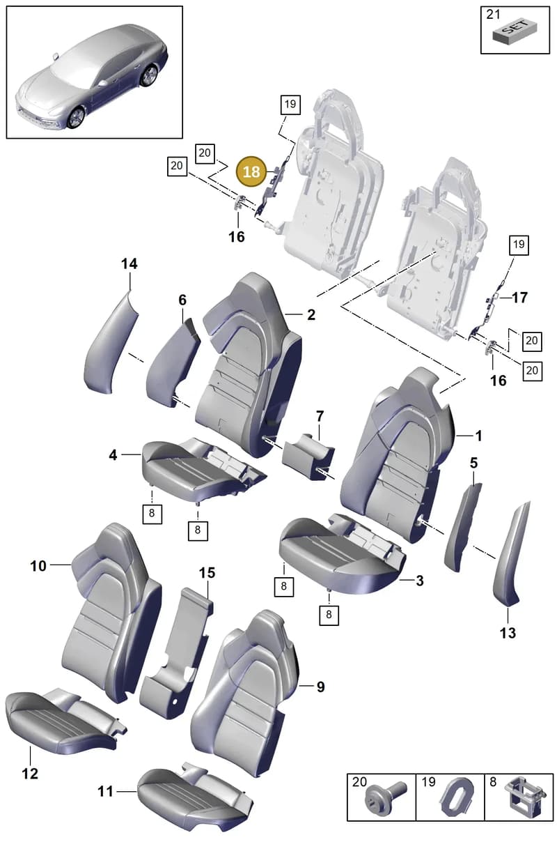 971885190A — Porsche Panamera (2020-2023) diagram p49818020, position 18