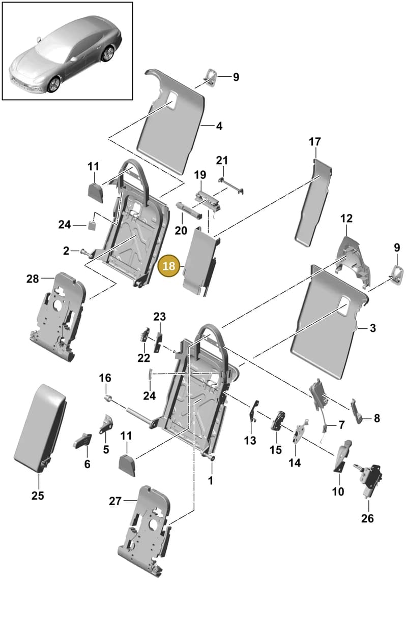 971885190A — Porsche Panamera (2020-2023) diagram p49818040, position 18
