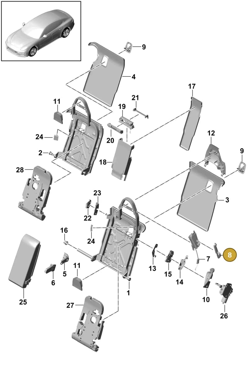 971885313A — Porsche Panamera (2020-2023) diagram p49818040, position 8