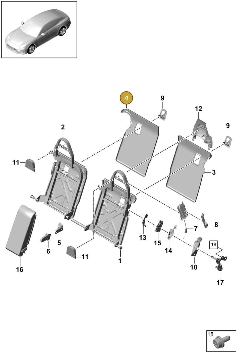 971885376AT — Porsche Panamera (2020-2023) diagram p49818010, position 4
