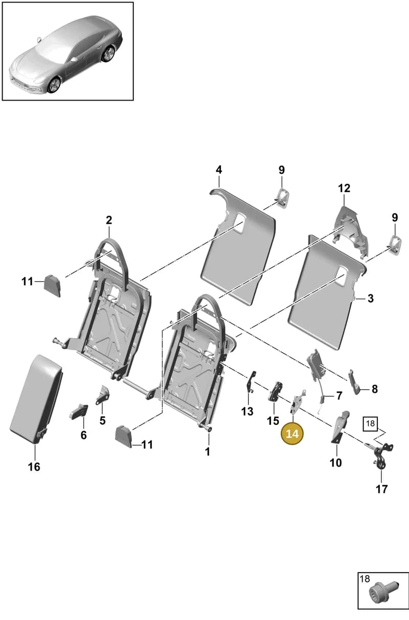 971885574A — Porsche Panamera (2020-2023) diagram p49818010, position 14