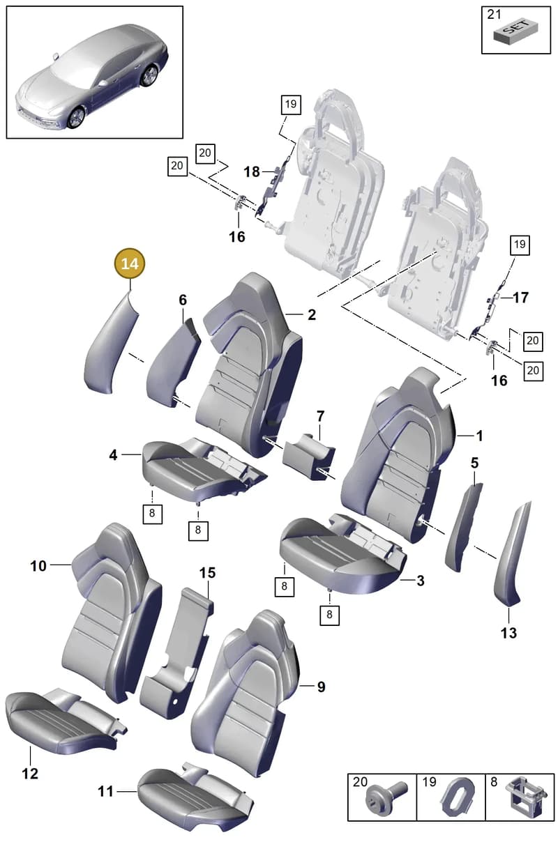 971885574A — Porsche Panamera (2020-2023) diagram p49818020, position 14